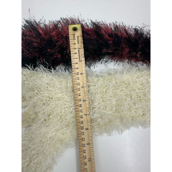 Unbranded Womens Scarf Set of 2 Fuzzy Assorted Scarfs White Red - Picture 4 of 6
